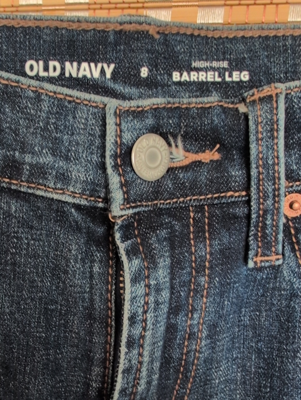 Old Navy Women's Dark Blue Barrel Leg Jeans - Picture 2 of 10